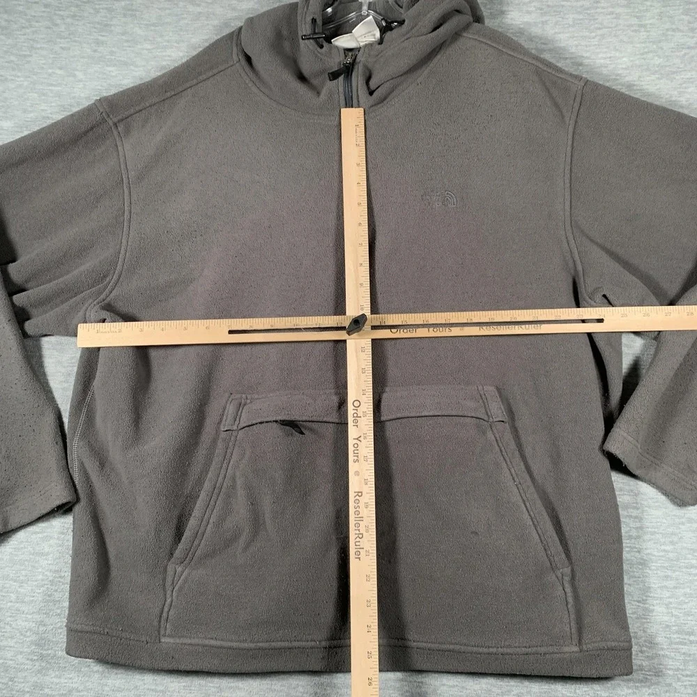 The North Face Hoodie Mens XL Gray 1/4 Zip Fleece Kangaroo Pocket Logo Pullover